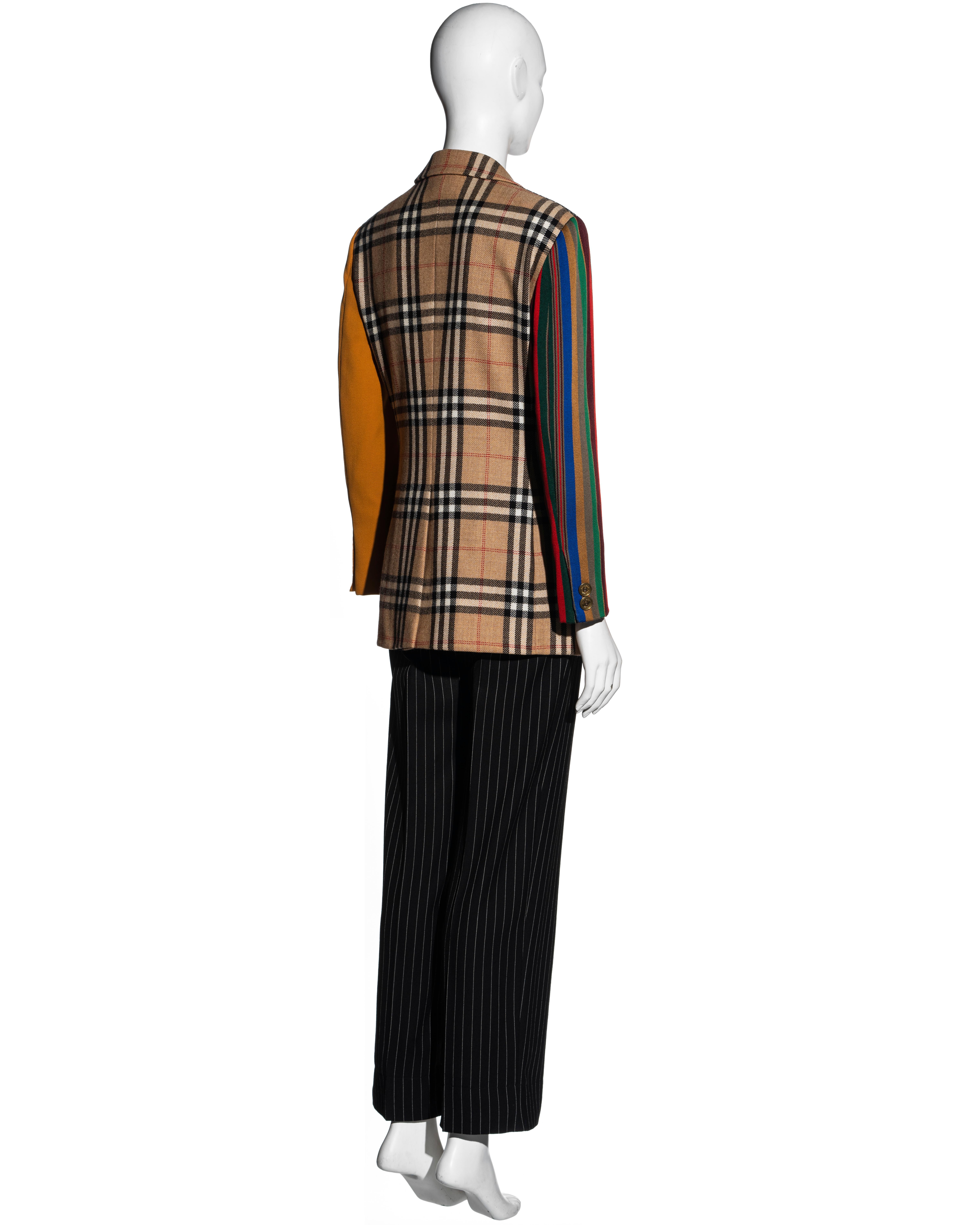 Moschino Couture patchwork wool blazer jacket and pants suit, ss 1994 For Sale 4