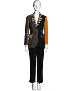 Moschino Couture patchwork wool blazer jacket and pants suit, ss 1994