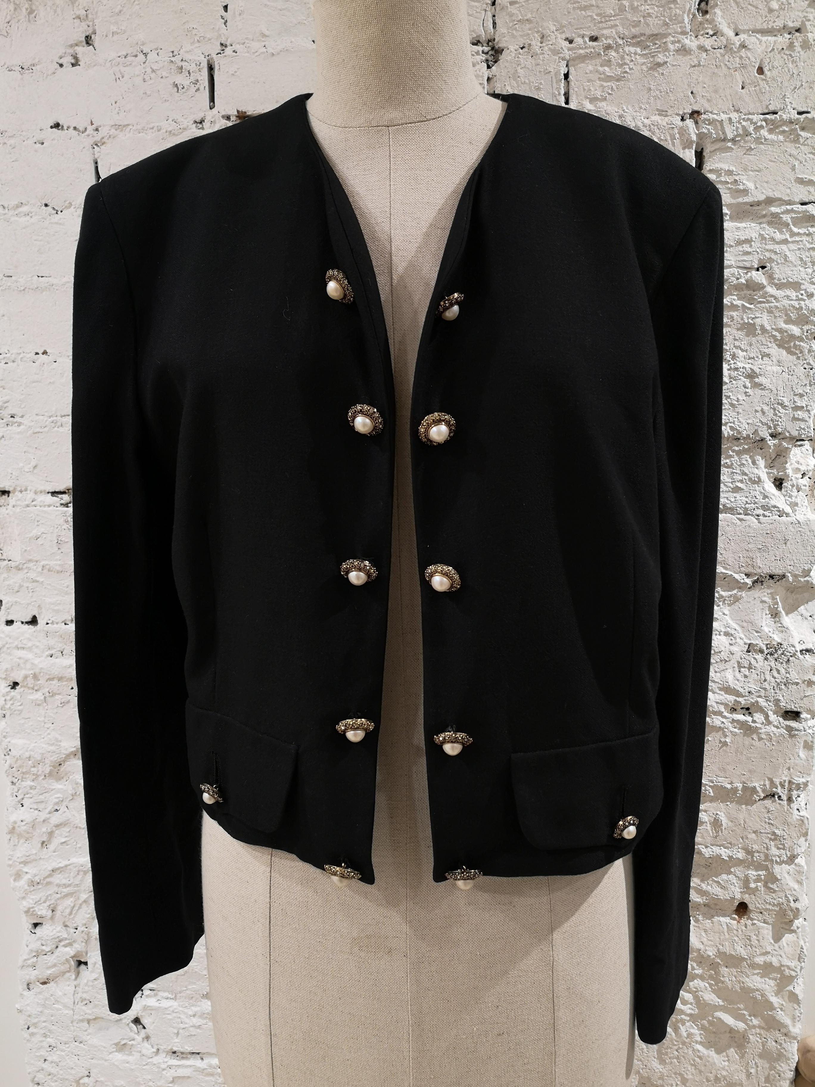 Moschino Couture Peace and Pearls black jacket  In Good Condition In Capri, IT