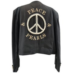 Vintage Moschino Couture Peace and Pearls black jacket 
