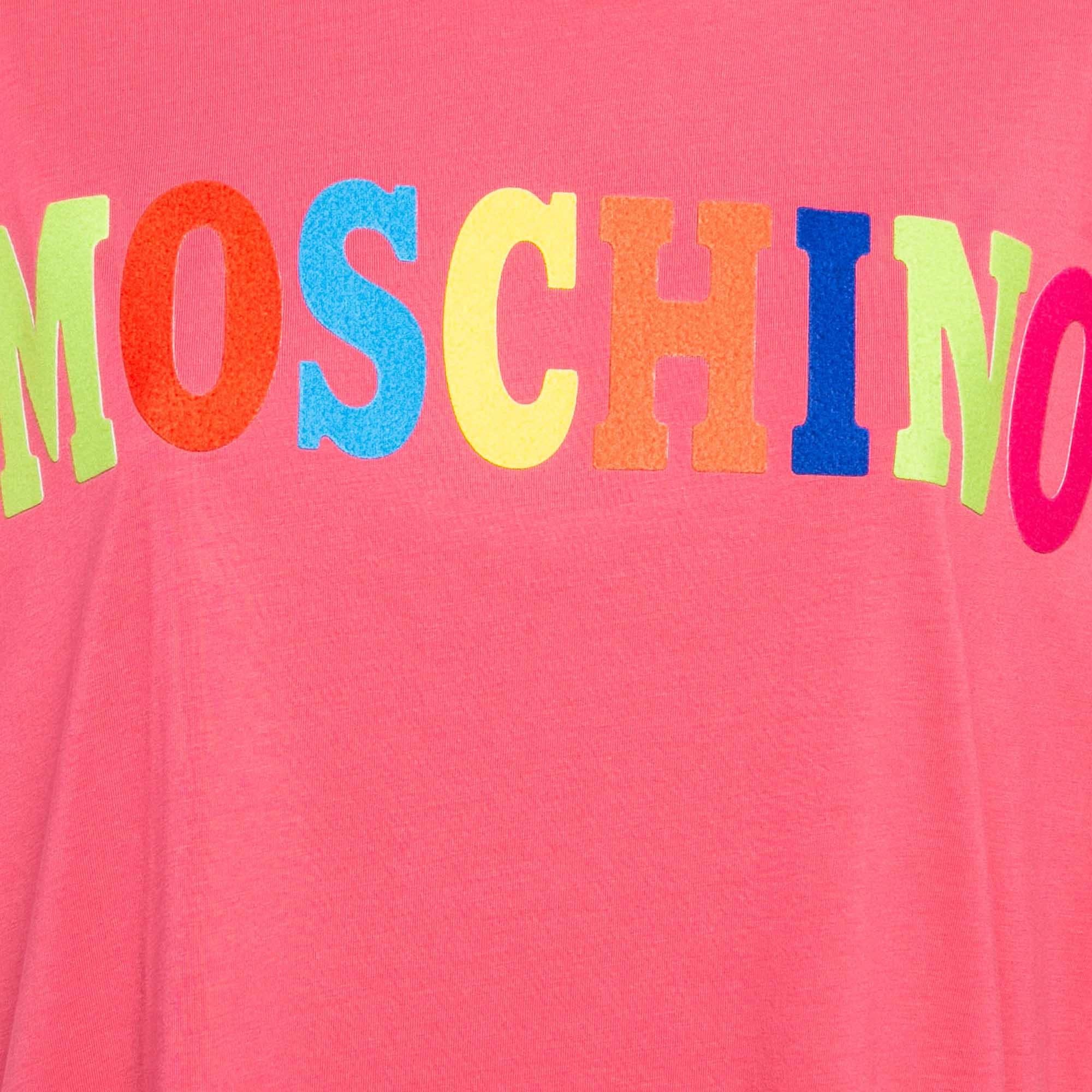 Moschino Couture Camiseta de punto con aplique de logotipo rosa M Rosa en venta