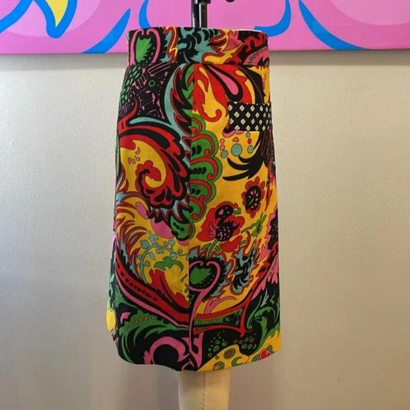 Black Moschino Couture Pink Paisley Wool Pencil Skirt For Sale