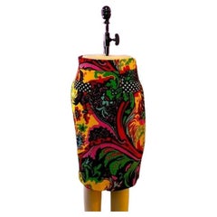 Moschino Couture Pink Paisley Wool Pencil Skirt