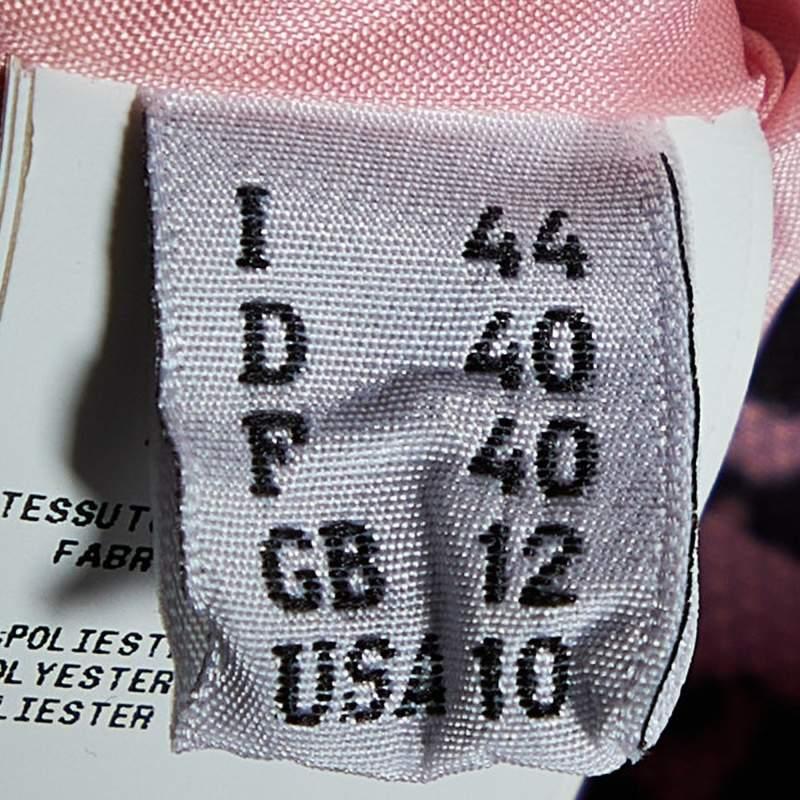 Moschino Couture - Robe fourreau sans manches en satin imprimé rose et tulle à pois M Pour femmes en vente