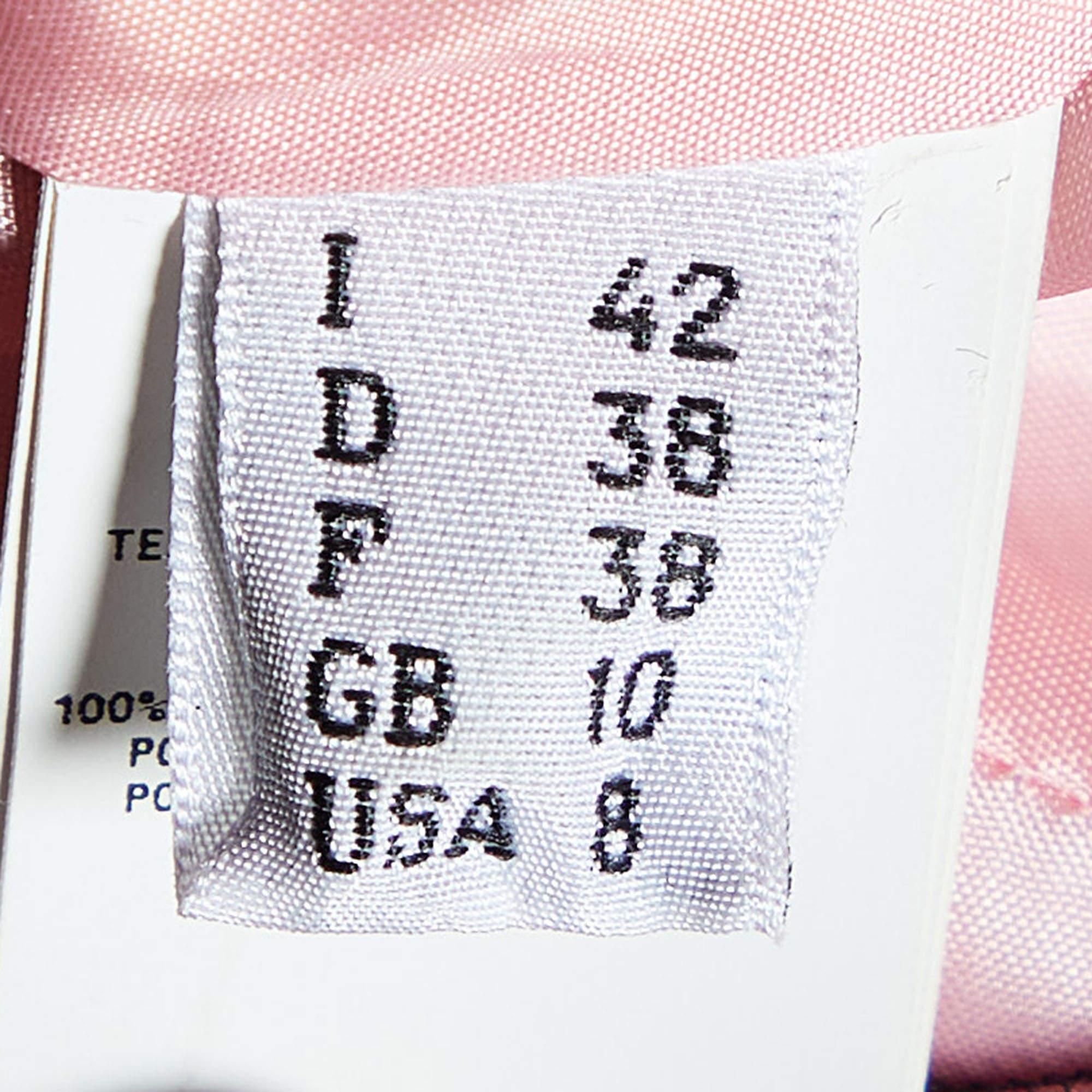 Moschino Couture - Robe fourreau sans manches en satin imprimé rose et tulle à pois M en vente 1