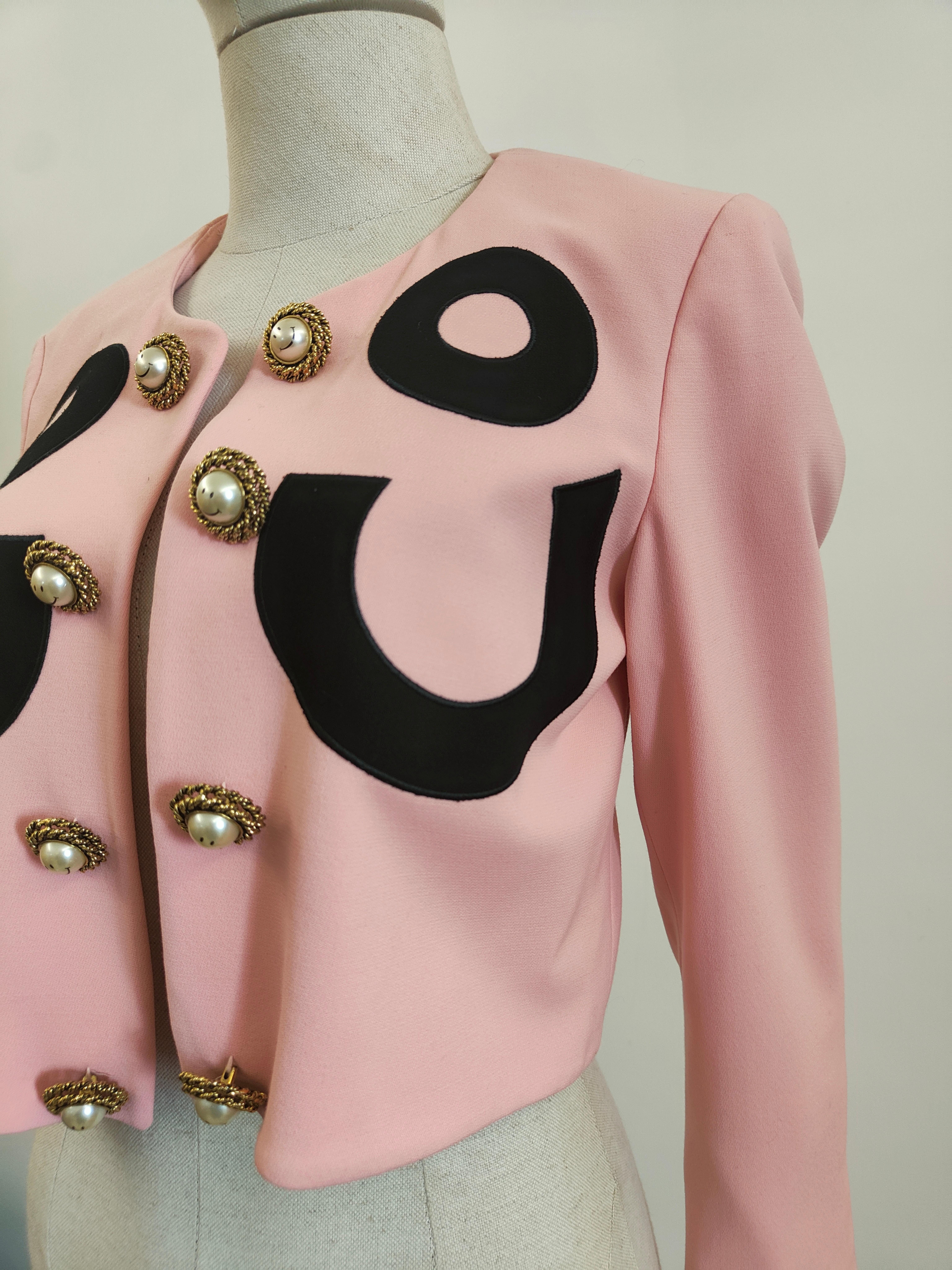 Moschino couture Pink smiley bottons jacket 6