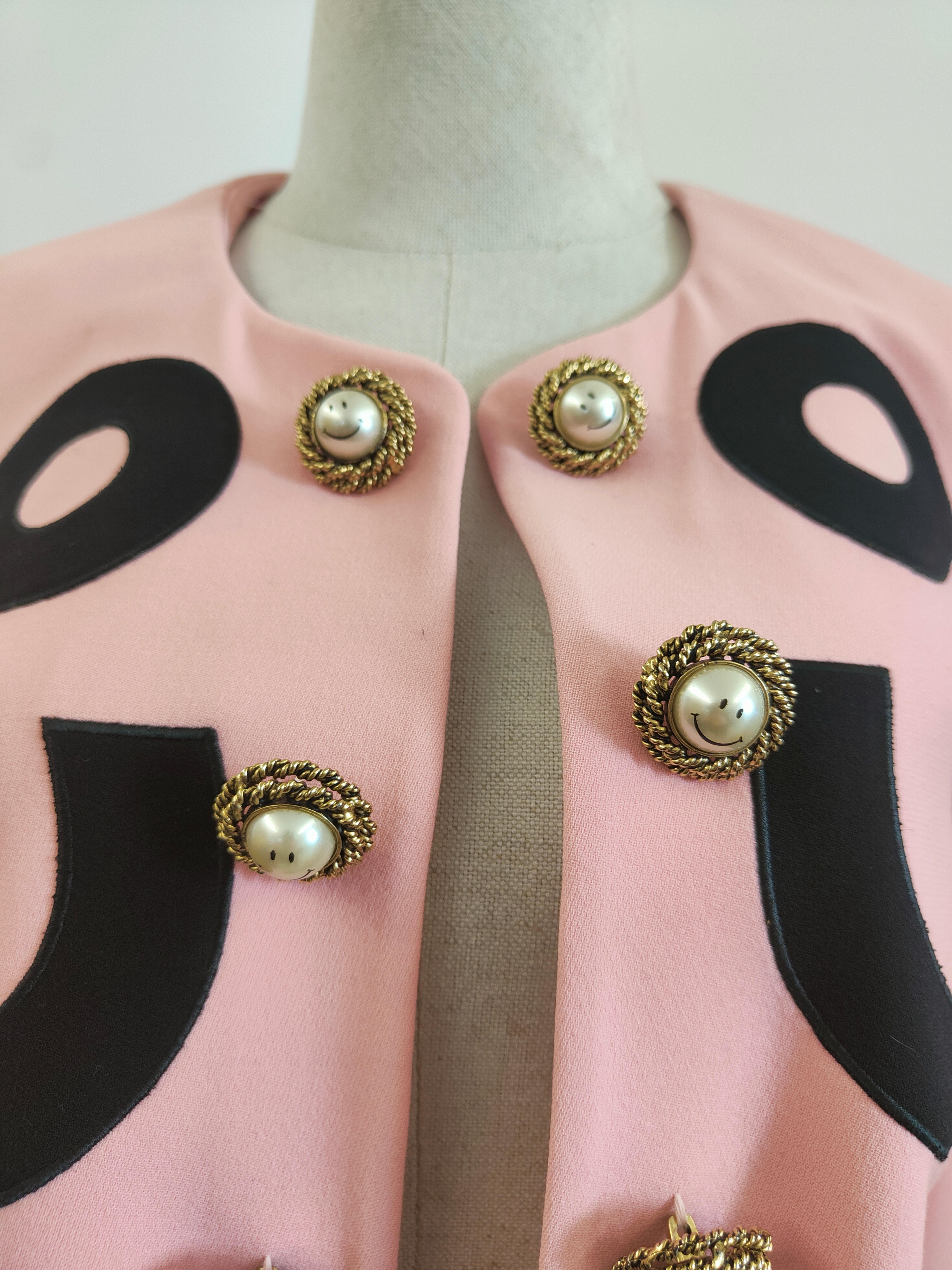 Moschino couture Pink smiley bottons jacket 3