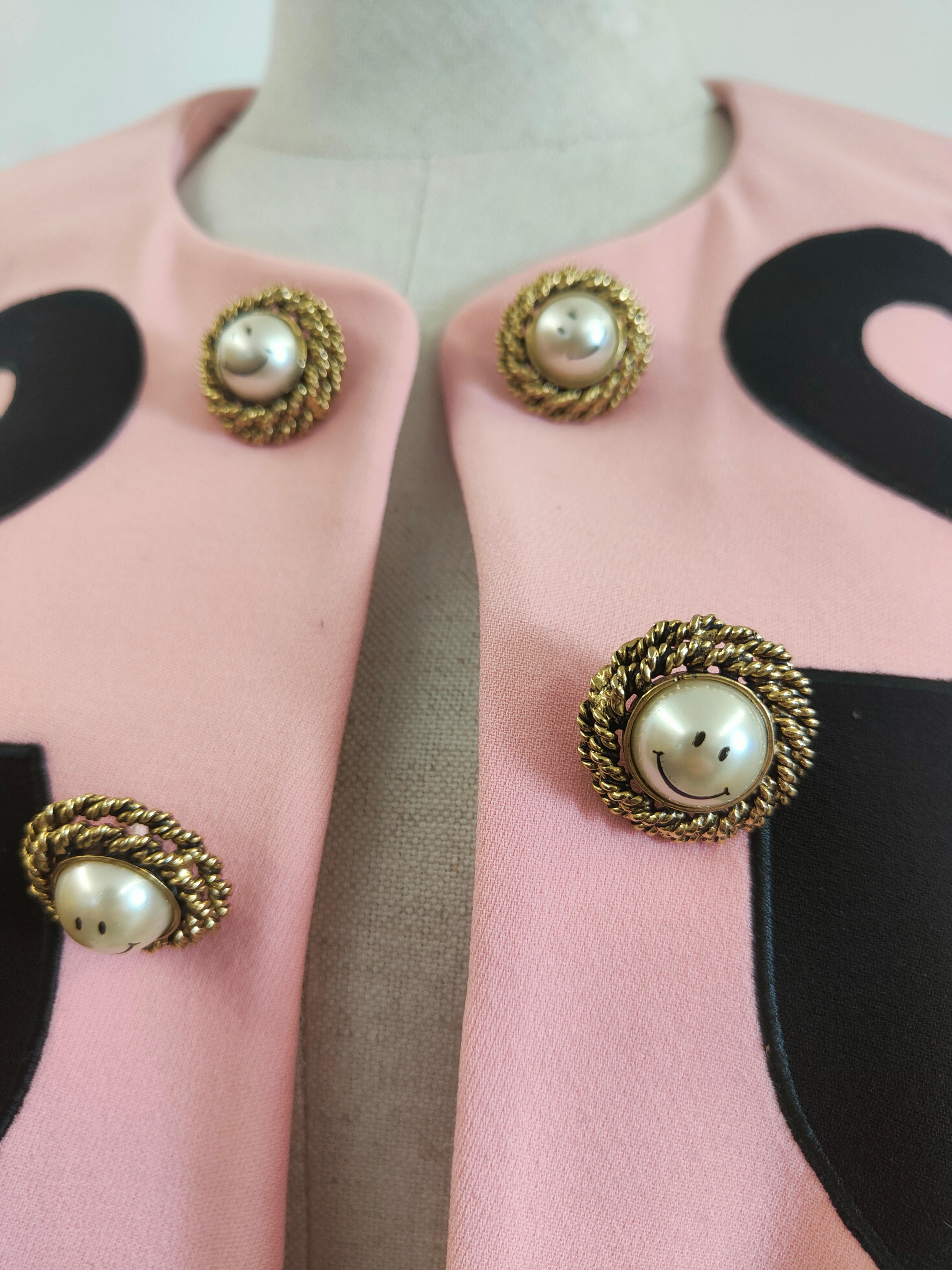 Moschino couture Pink smiley bottons jacket 4