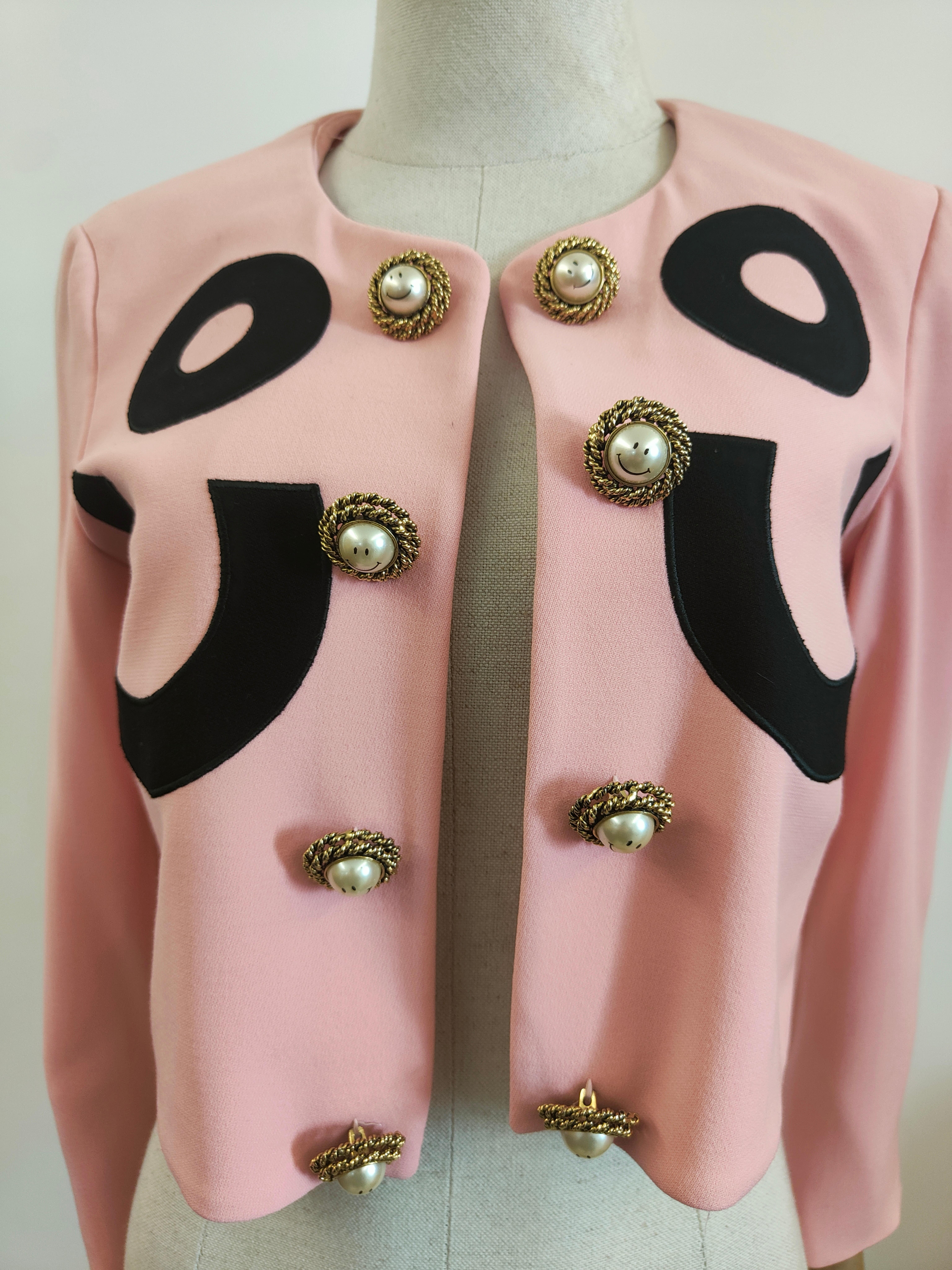 Moschino couture Pink smiley bottons jacket 5