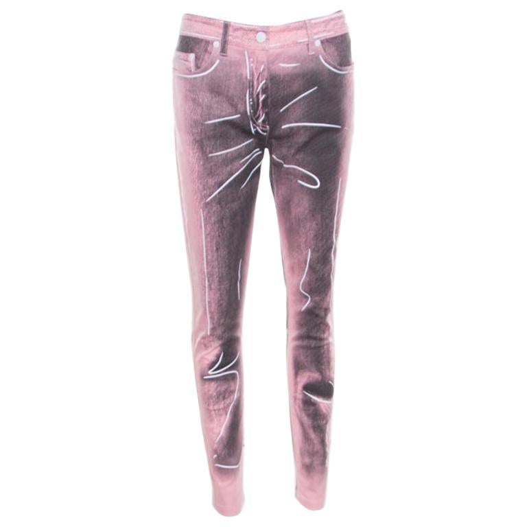Moschino Couture Pink Trompe-L'oeil Denim Printed Skinny Jeans M