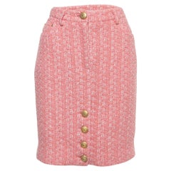 Moschino Couture Gonna in tweed rosa con bottoni dorati M. I.
