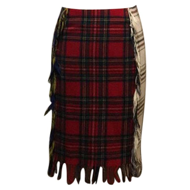 Moschino Couture Plaid Patchwork Skirt Pencil