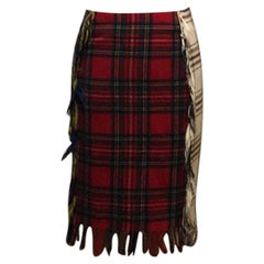 Vintage Moschino Couture Plaid Patchwork Skirt Pencil