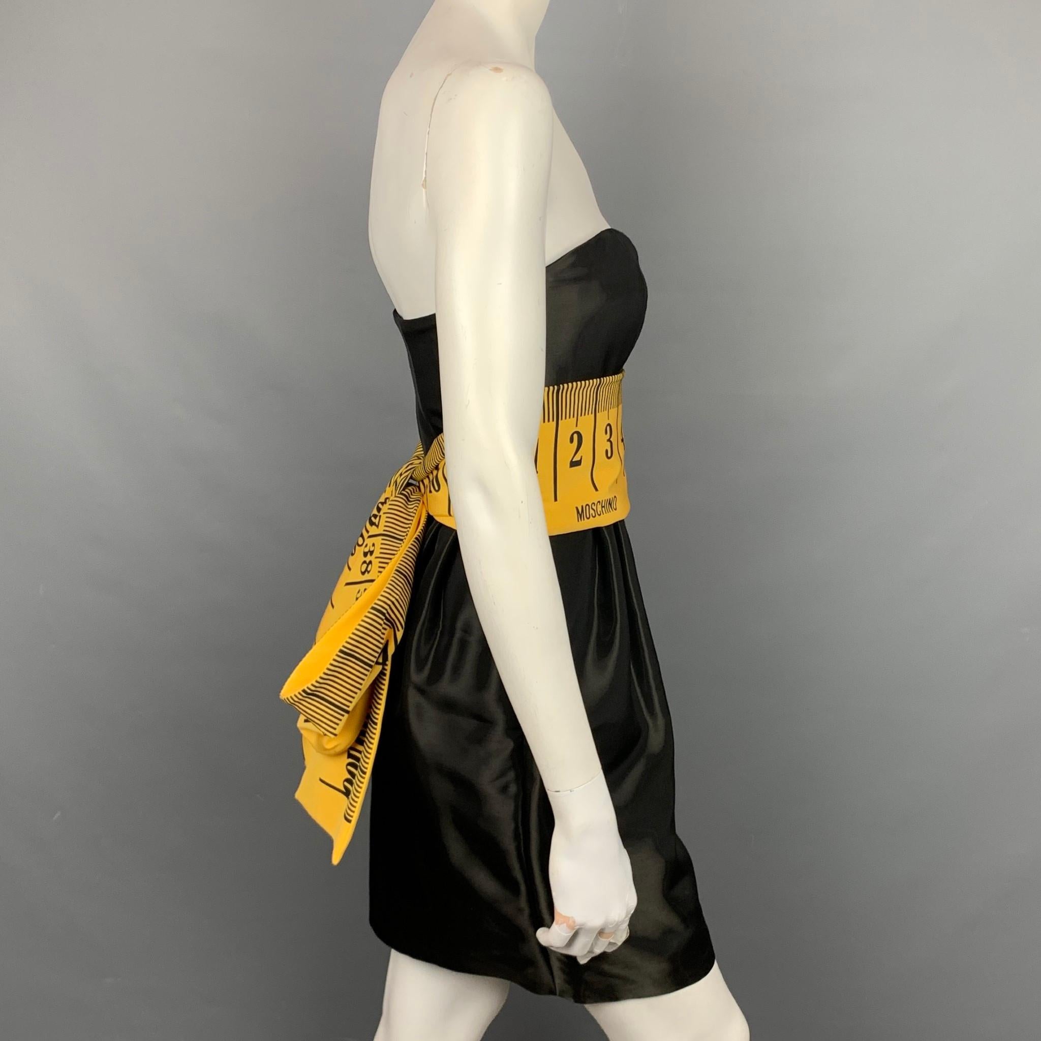 MOSCHINO COUTURE Pre-Fall 15 Size 6 Black Rayon Blend Tape Measure Dress In New Condition In San Francisco, CA