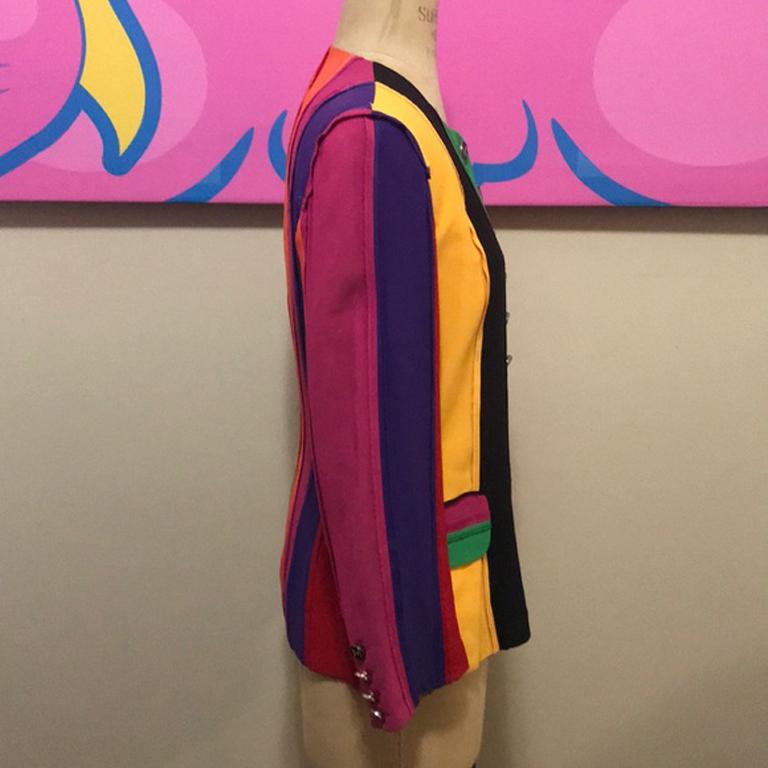 Moschino Couture Rainbow Pride Blazer In Good Condition For Sale In Los Angeles, CA