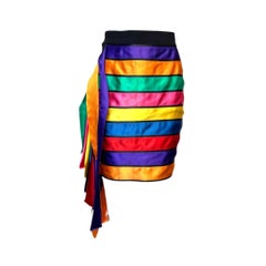 Moschino Couture Rainbow Stripe Satin Ribbon Skirt, Spring 1993