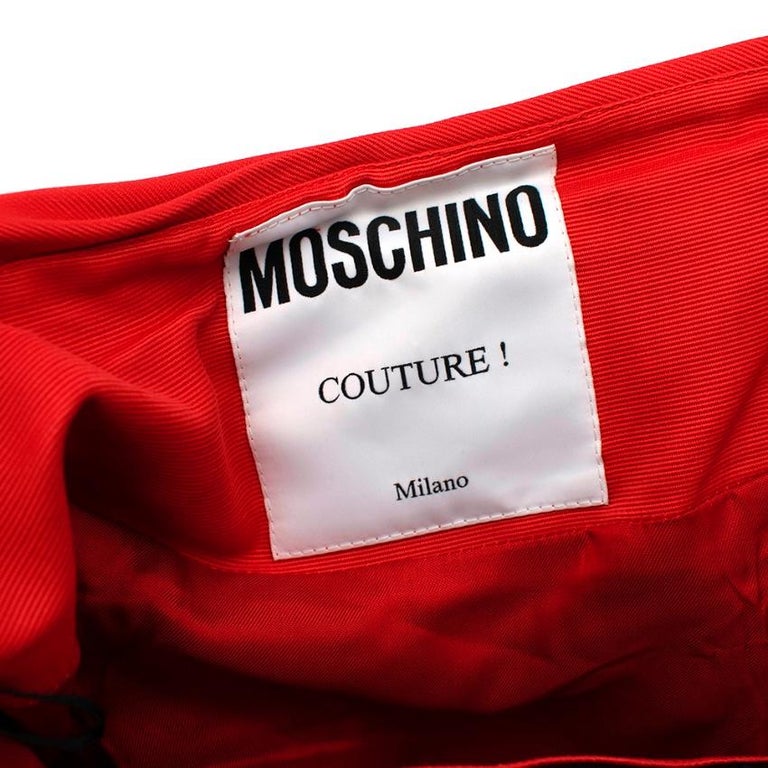 Moschino Couture Red Cotton and Leather Mini Skirt with Bow Train ...