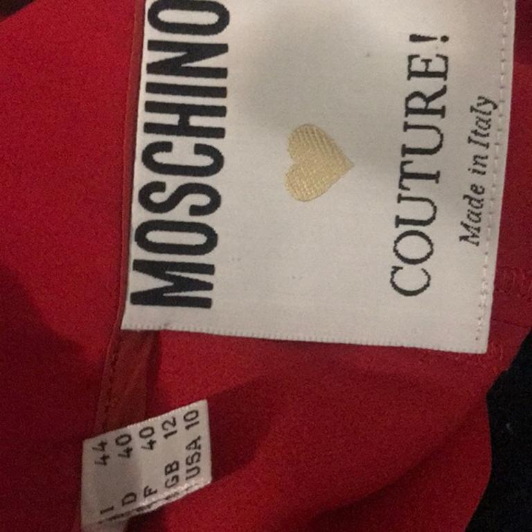 Moschino Couture Red Embroidered Toilet Crop Top For Sale 1