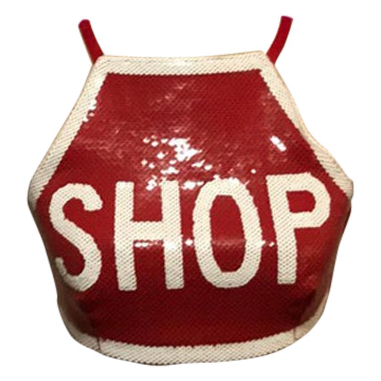 Moschino Couture Red Shop Stop Sign Top