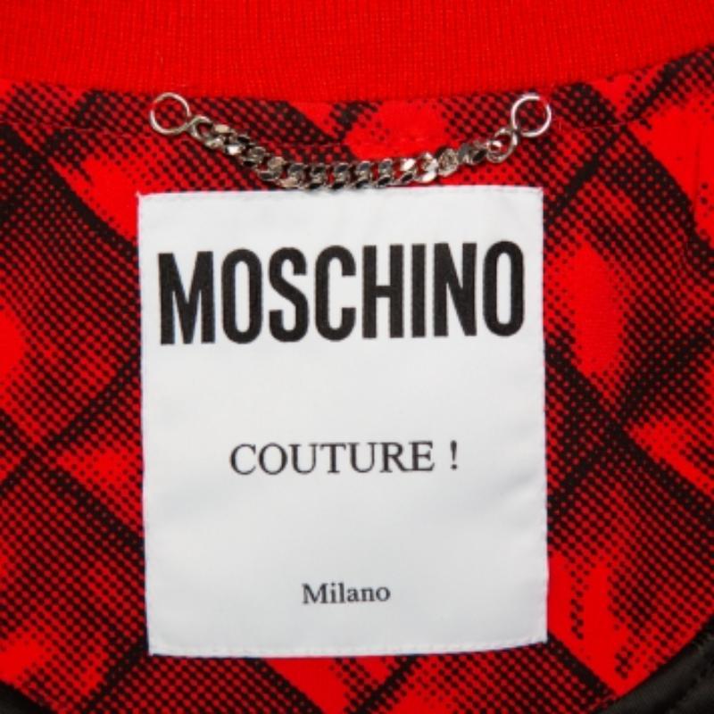 Women's Moschino Couture Red Trompe-L'oeil Printed Bomber Jacket M For Sale