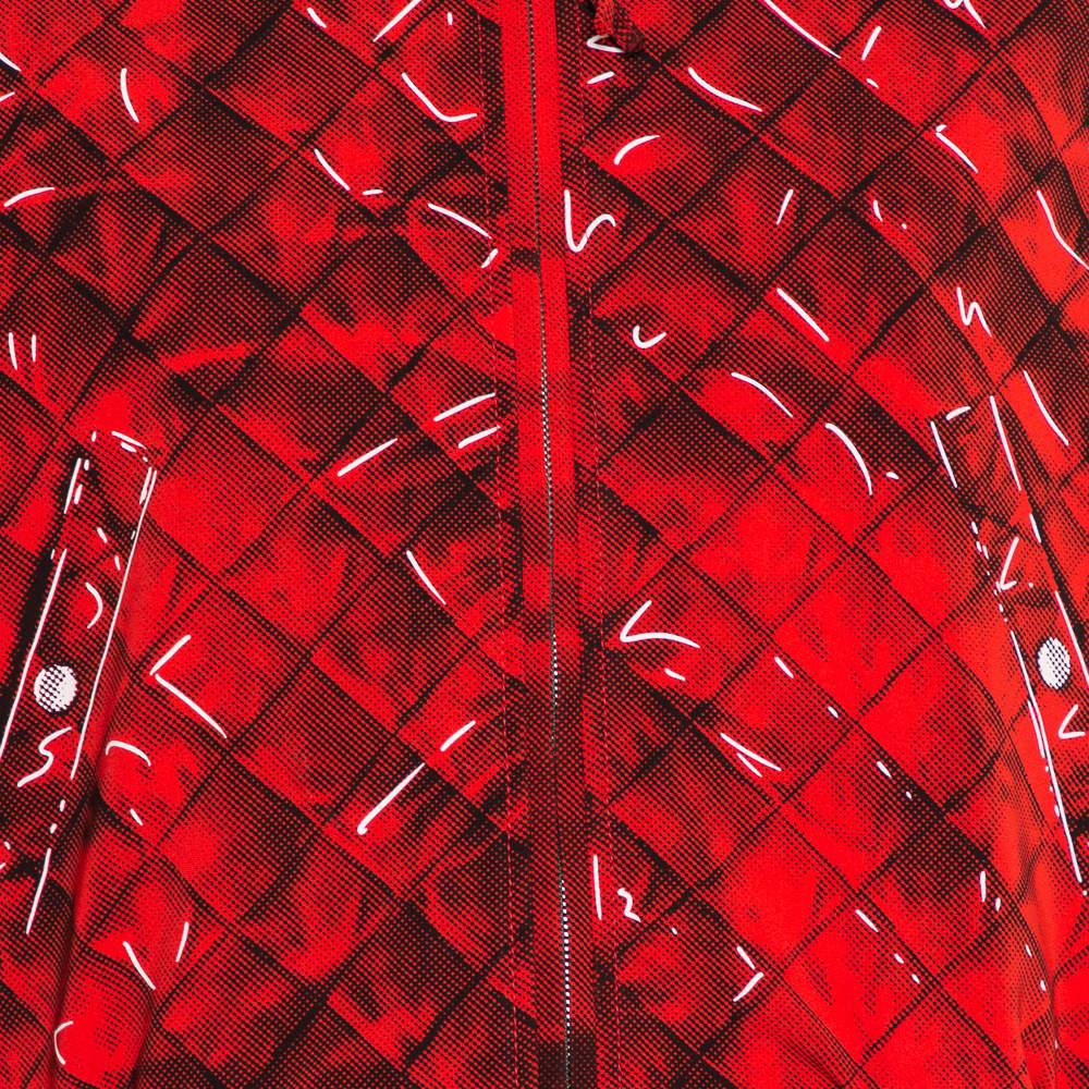 Moschino Couture Rote bedruckte Trompe-L'oeil-Bomberjacke M Damen im Angebot