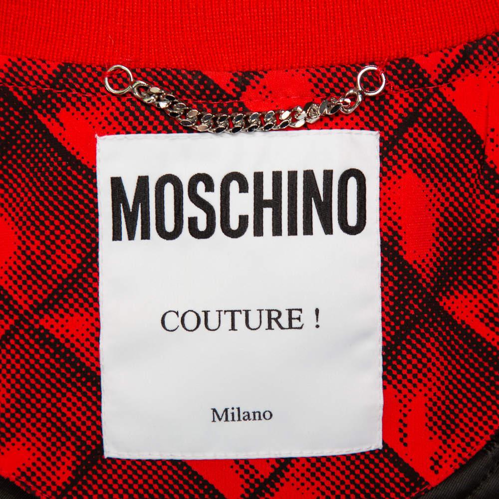 Moschino Couture Red Trompe-L'oeil Printed Bomber Jacket M For Sale 1
