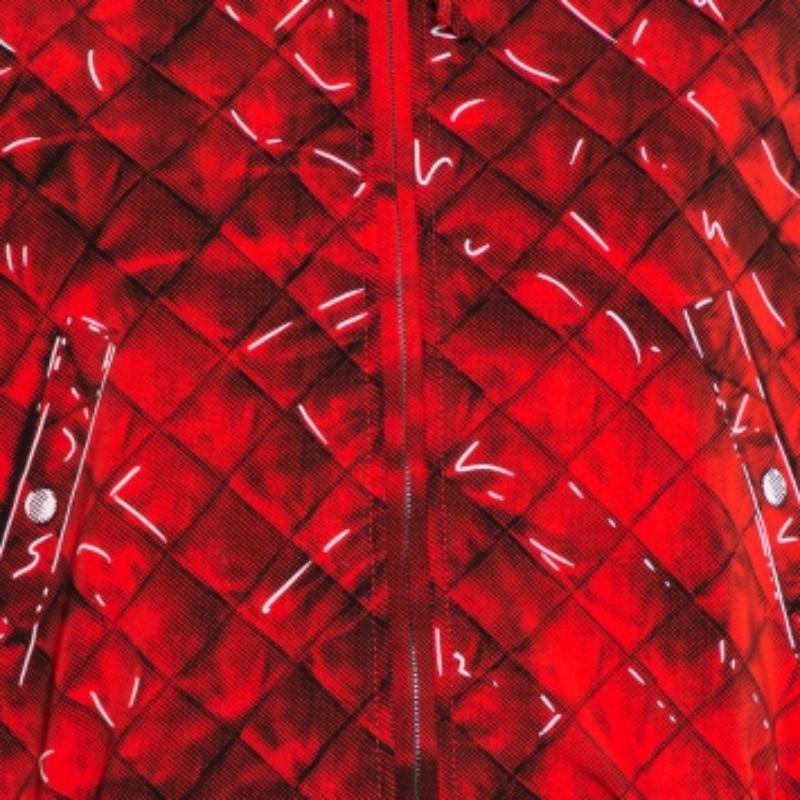 Moschino Couture Red Trompe-L'oeil Printed Bomber Jacket M For Sale 2