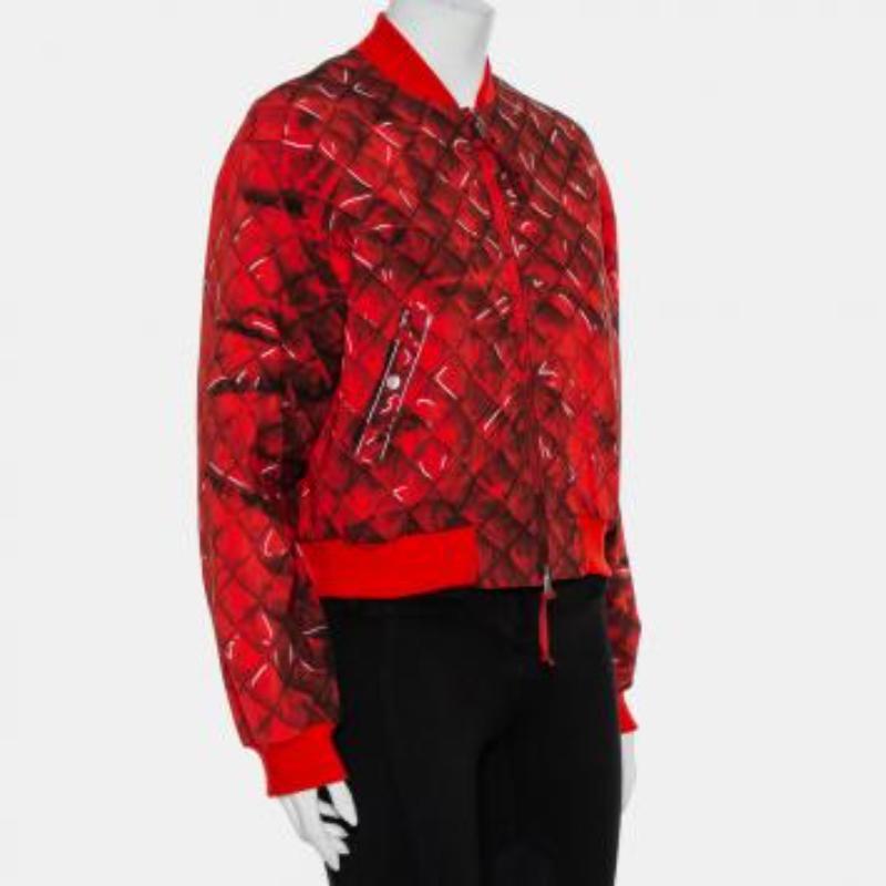 Moschino Couture Red Trompe-L'oeil Printed Bomber Jacket M For Sale 4
