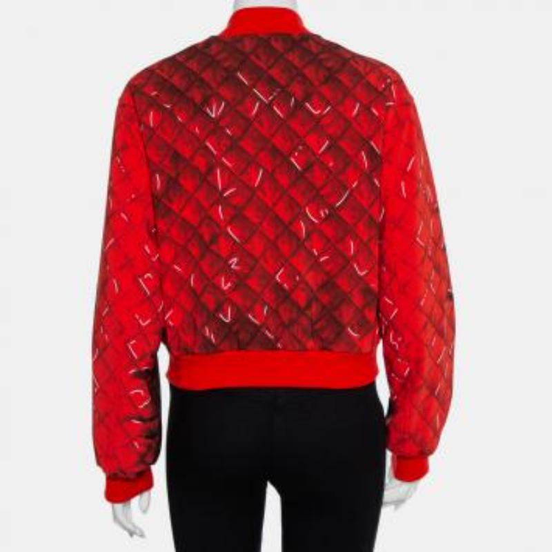Moschino Couture Red Trompe-L'oeil Printed Bomber Jacket M For Sale 5