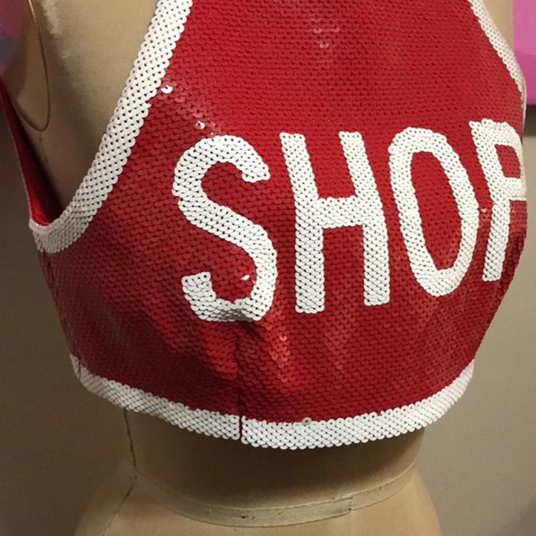 Moschino Couture Red White Stop Sign Top Nwt In New Condition In Los Angeles, CA