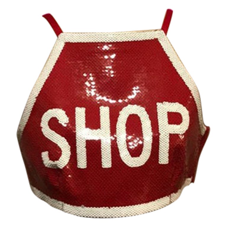 Moschino Couture Rot-Weißes Stop-Schild Top Nwt