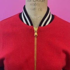 Moschino Couture Red Wool Bomber Jacket Cropped NWT