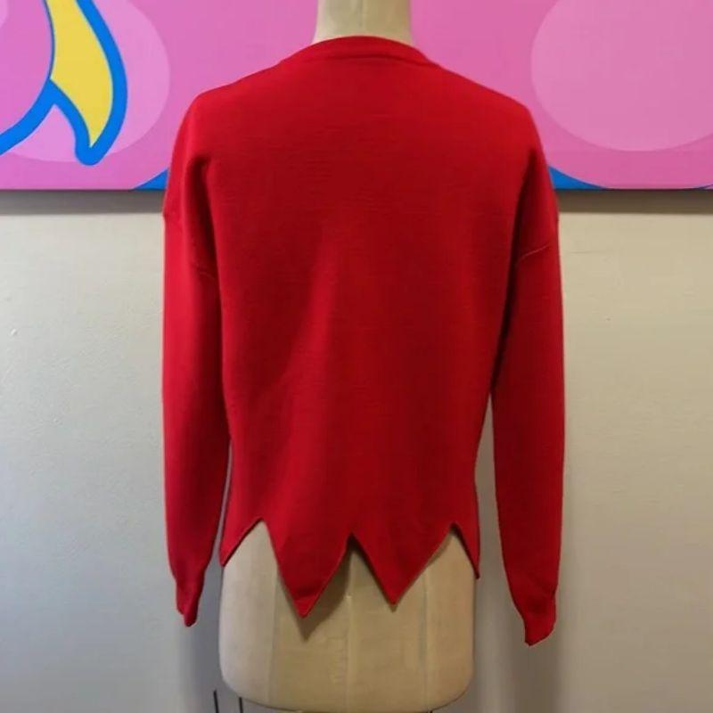 Moschino Couture Red Yellow 1/2 Wool Sweater In Good Condition For Sale In Los Angeles, CA