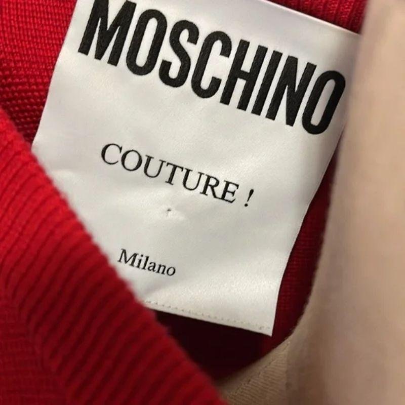 Women's Moschino Couture Red Yellow 1/2 Wool Sweater For Sale
