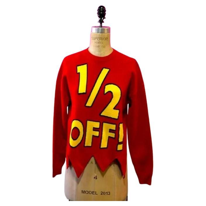 Moschino Couture Red Yellow 1/2 Wool Sweater For Sale