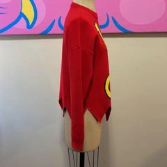 Moschino Couture Roter Gelber 1/2 Wollpullover, Größe 6