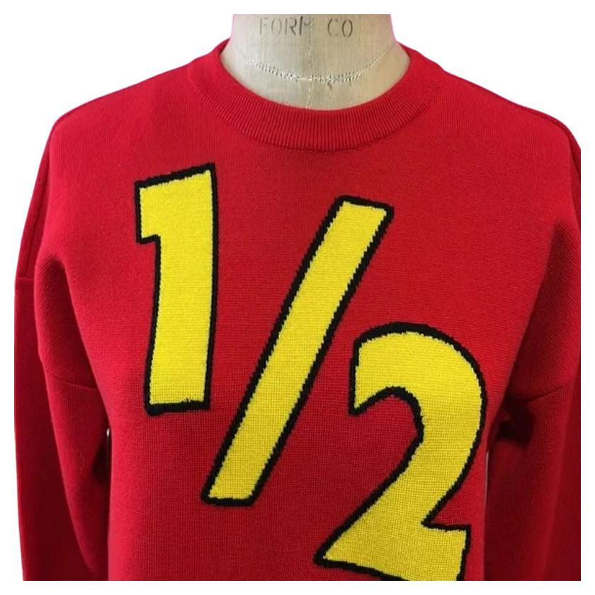 Moschino Couture Red Yellow 1/2 Wool Sweater, Size 6