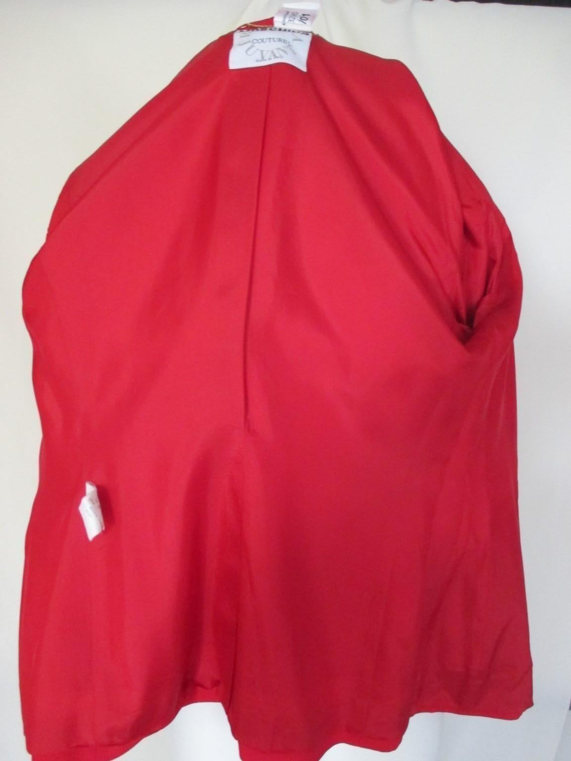 Moschino Couture! Repetita Juvant Red Blazer Jacket For Sale 2