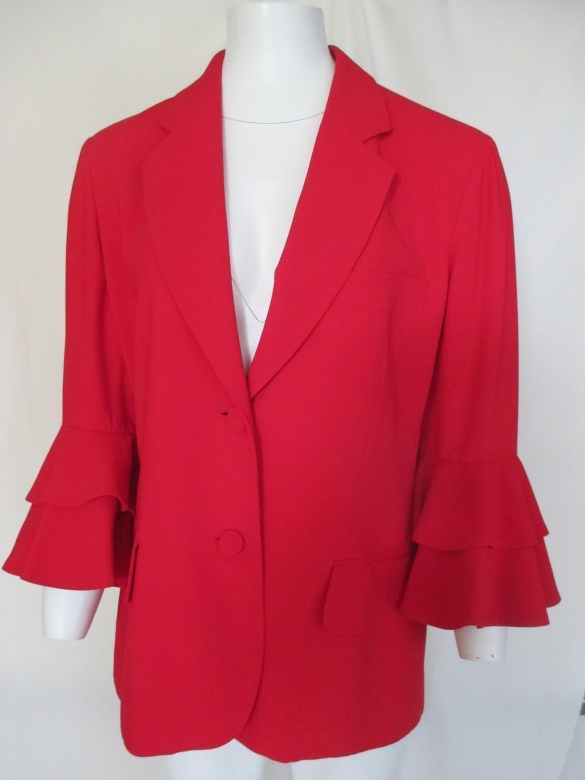 Moschino Couture! Repetita Juvant Red Blazer Jacket For Sale 3