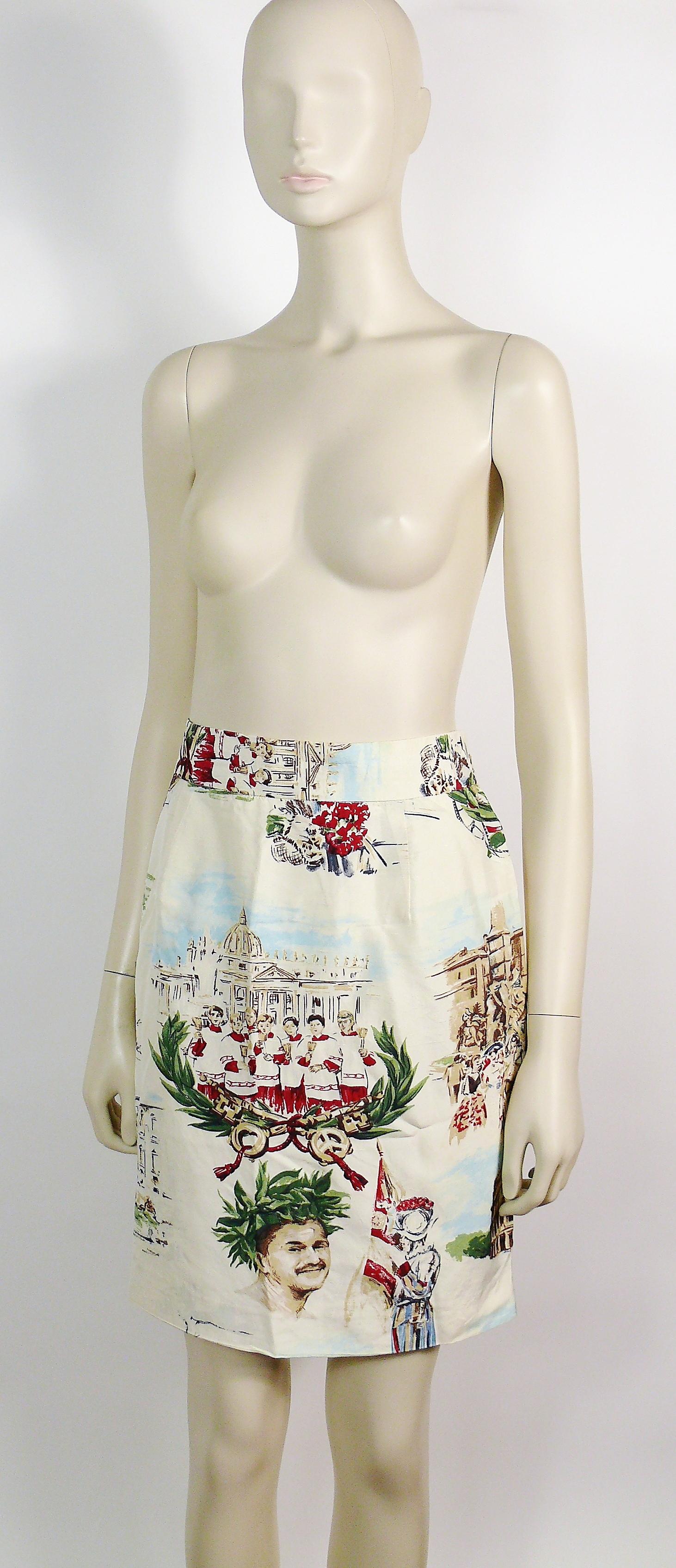 Women's Moschino Couture Rome Scenes and Franco Moschino Emperor Print Skirt US Size 12