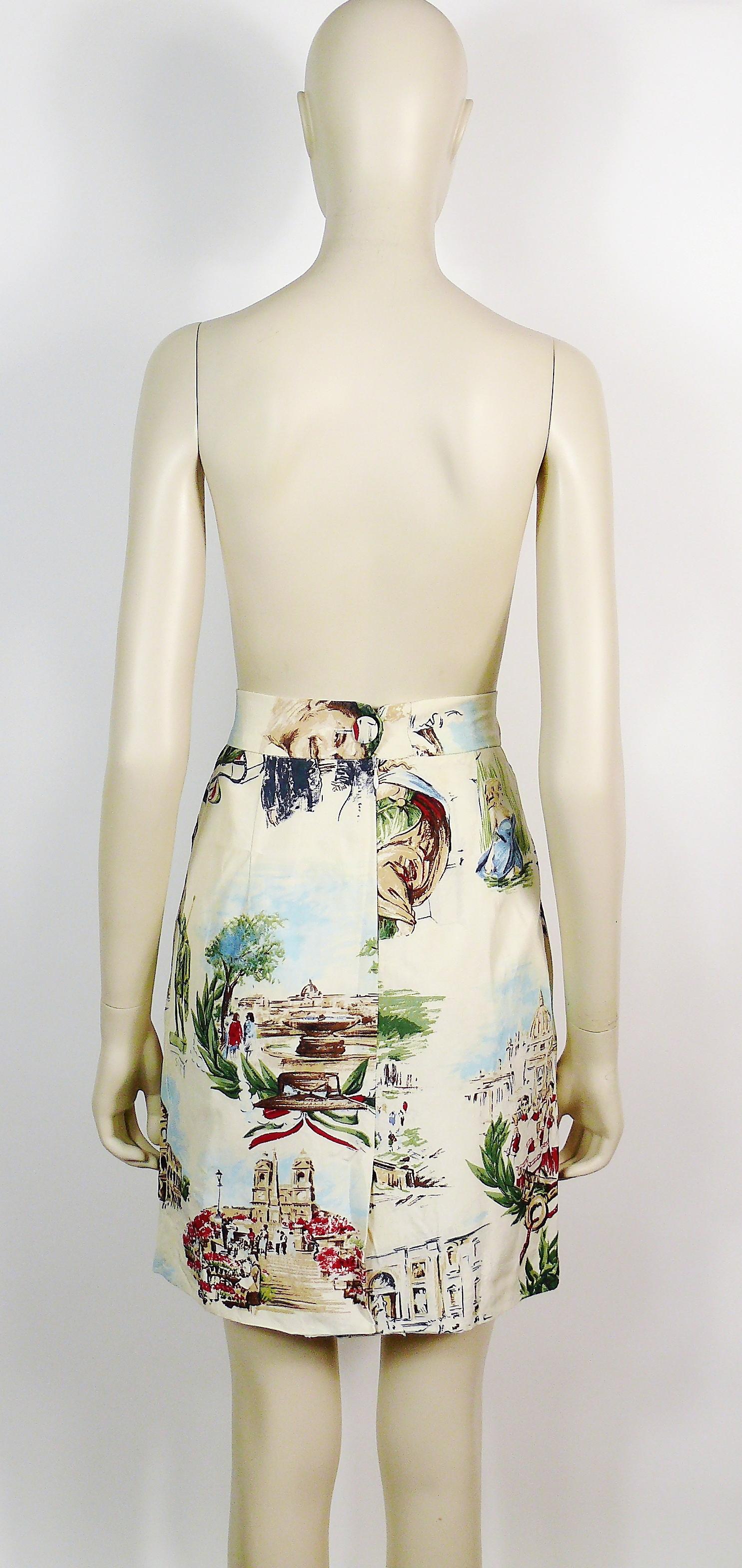 Moschino Couture Rome Scenes and Franco Moschino Emperor Print Skirt US Size 12 1