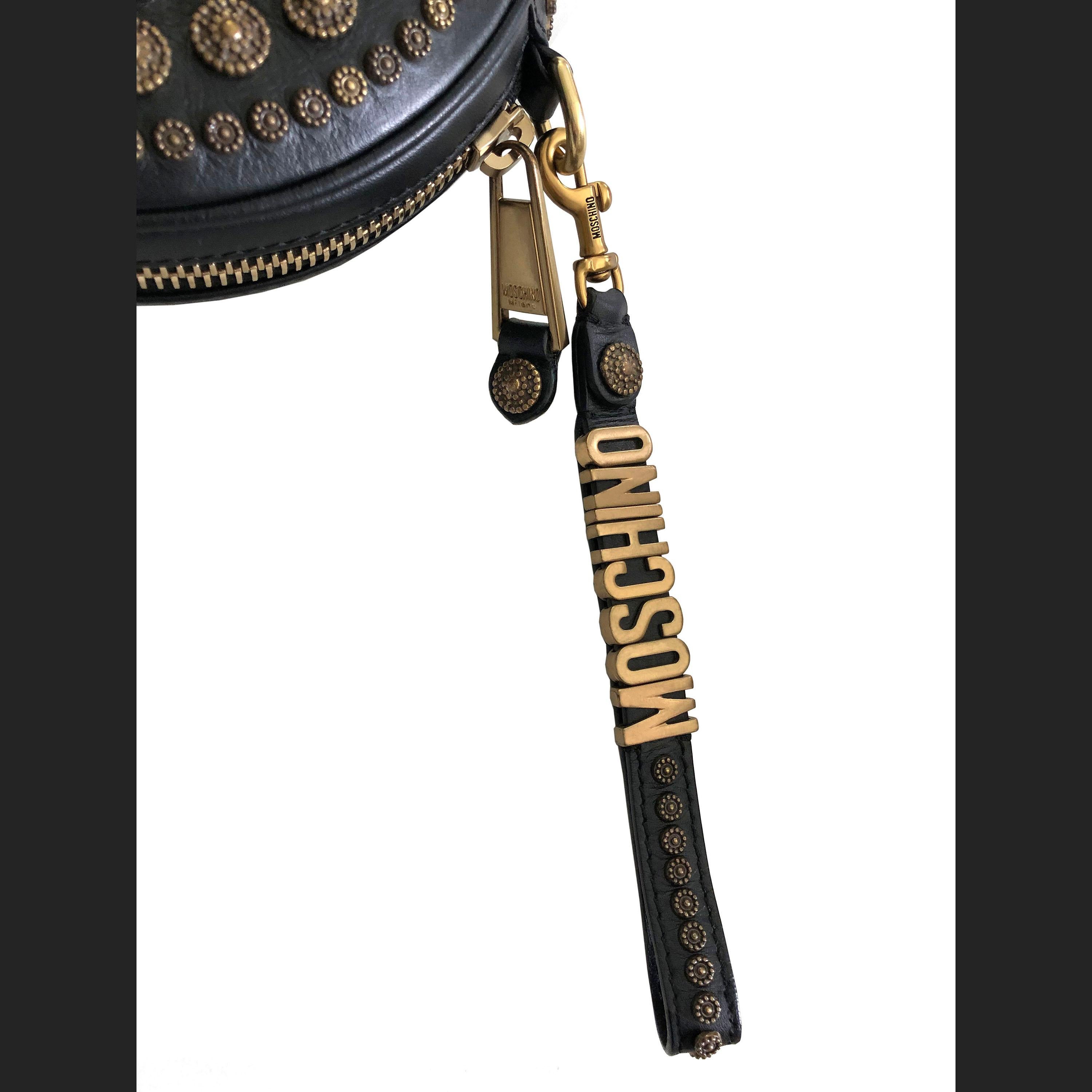Moschino Couture - Bolso Redondo de Piel + Medallones Florales de Bronce Bruñido en Bueno estado para la venta en KENT, GB