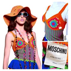 Vintage Moschino Couture Runway 2017 Look 39 Crochet Beaded Top Small T-shirt Tank Tee