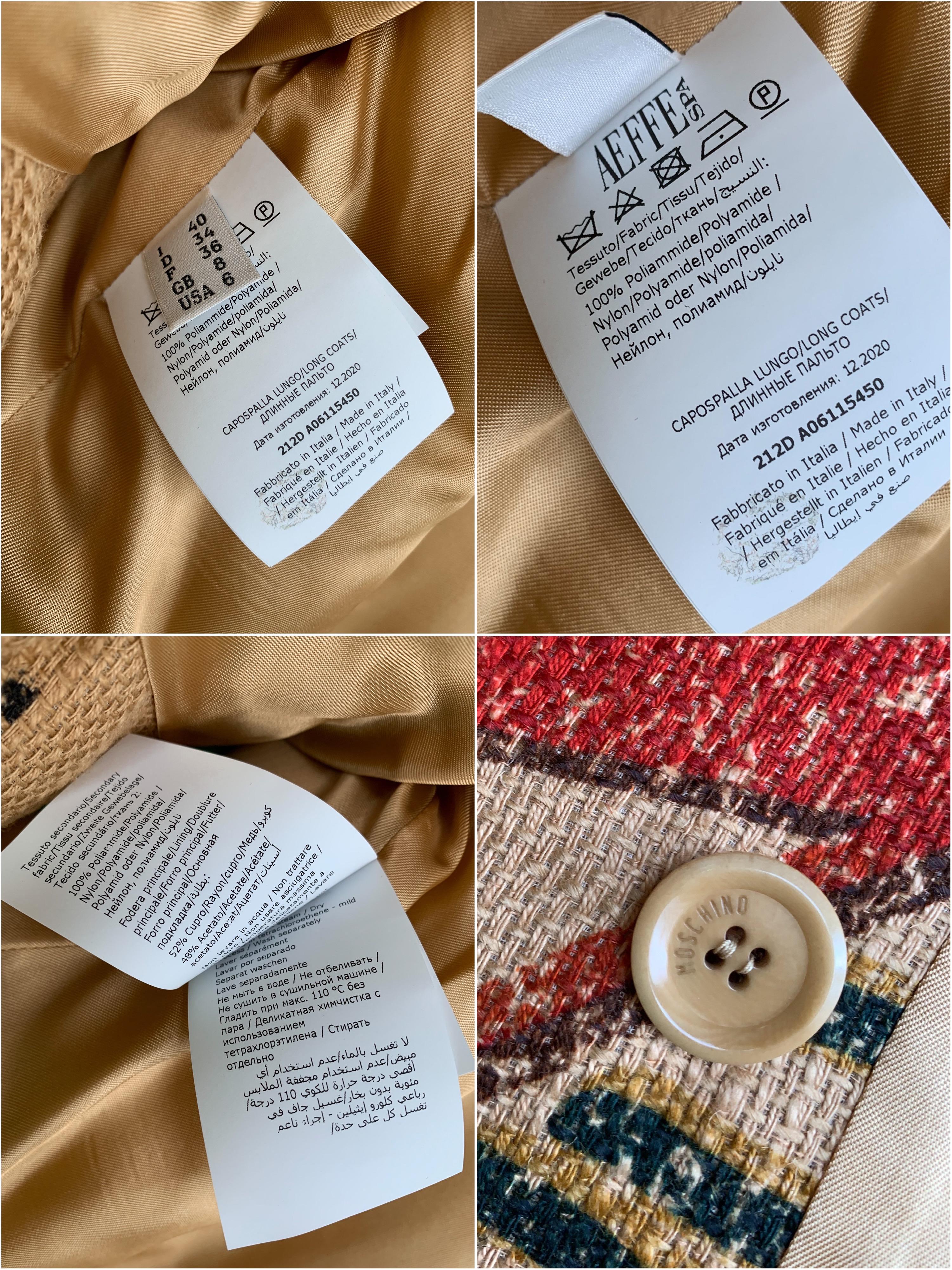 AW 2021 Runway Moschino Couture! Printed Burlap Potato Bag Statement Coat 9