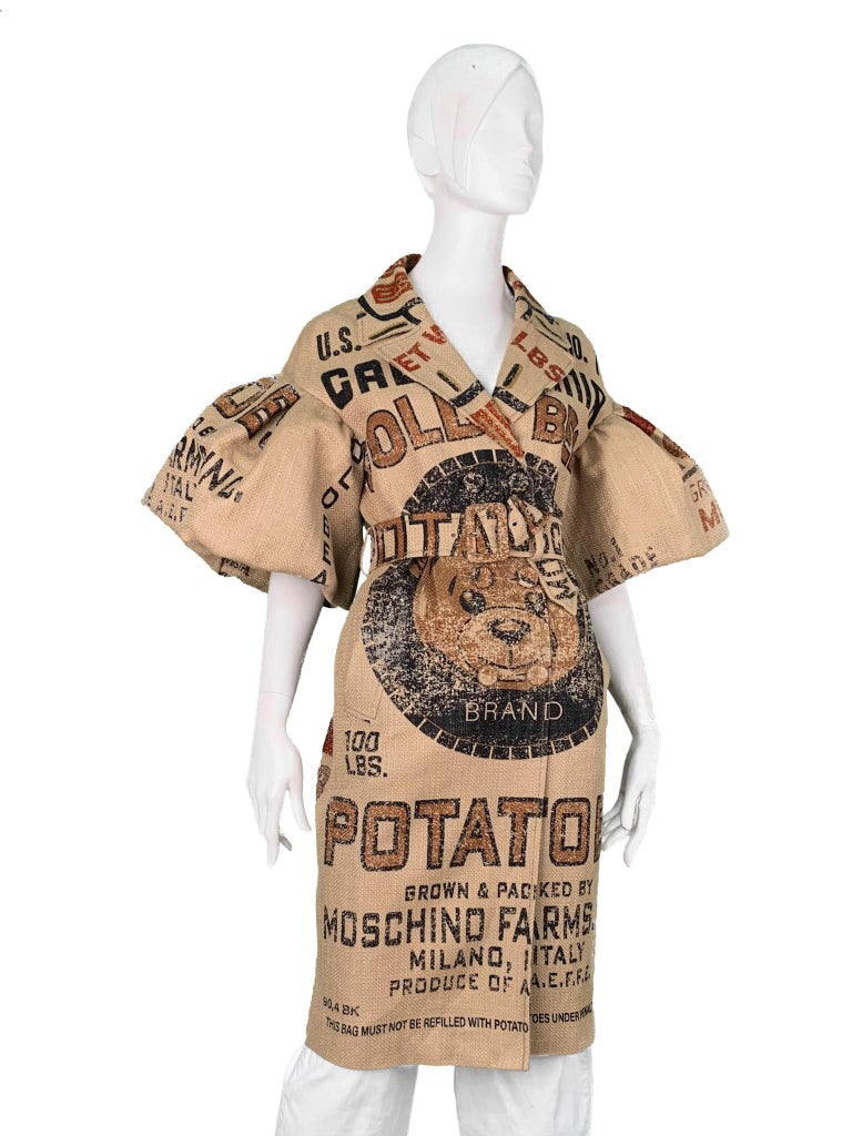 AW 2021 Runway Moschino Couture! Printed Burlap Potato Bag - Main Image