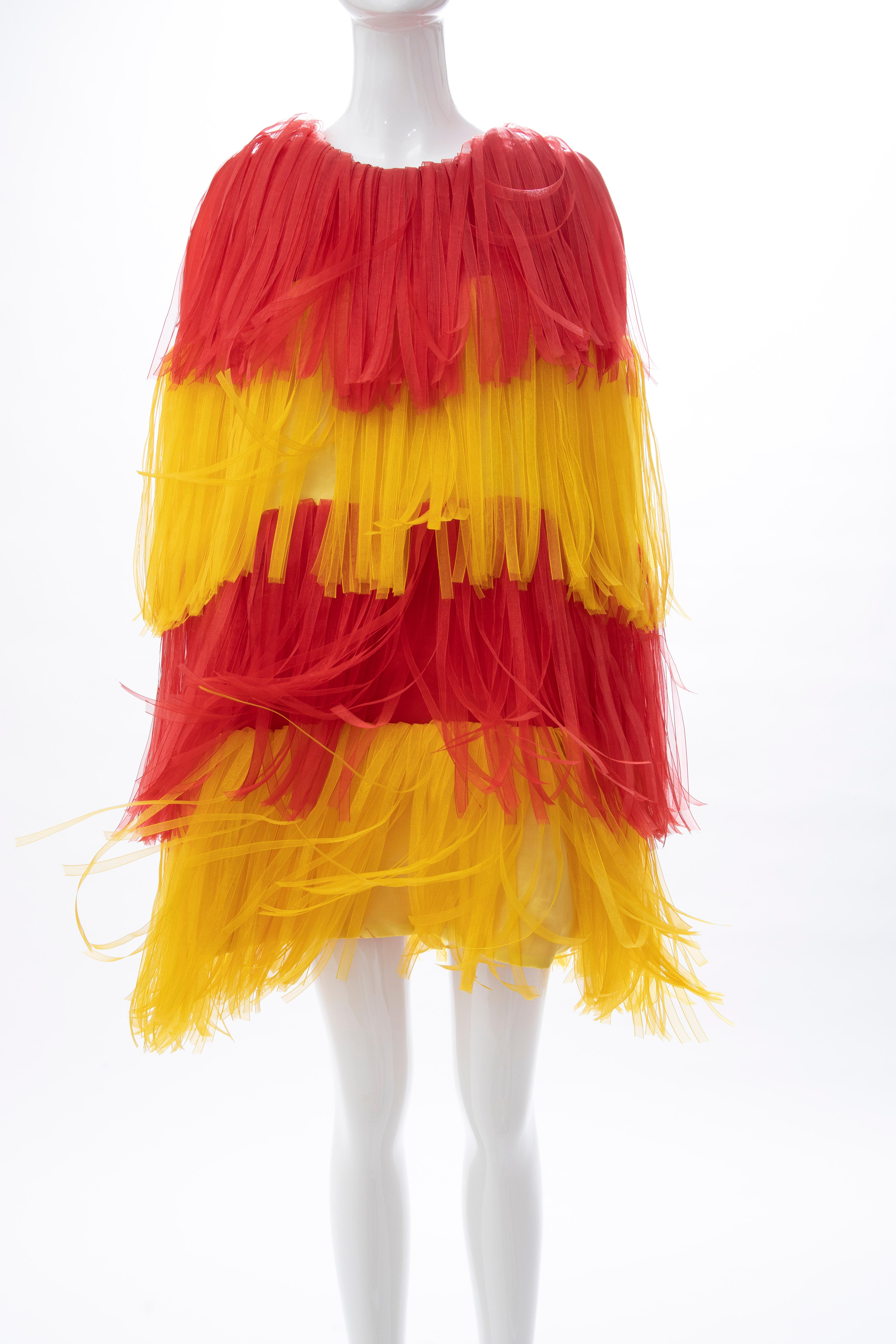 Moschino Couture Runway Silk Fringe Car Wash Evening Dress, Spring 2016 For Sale 6