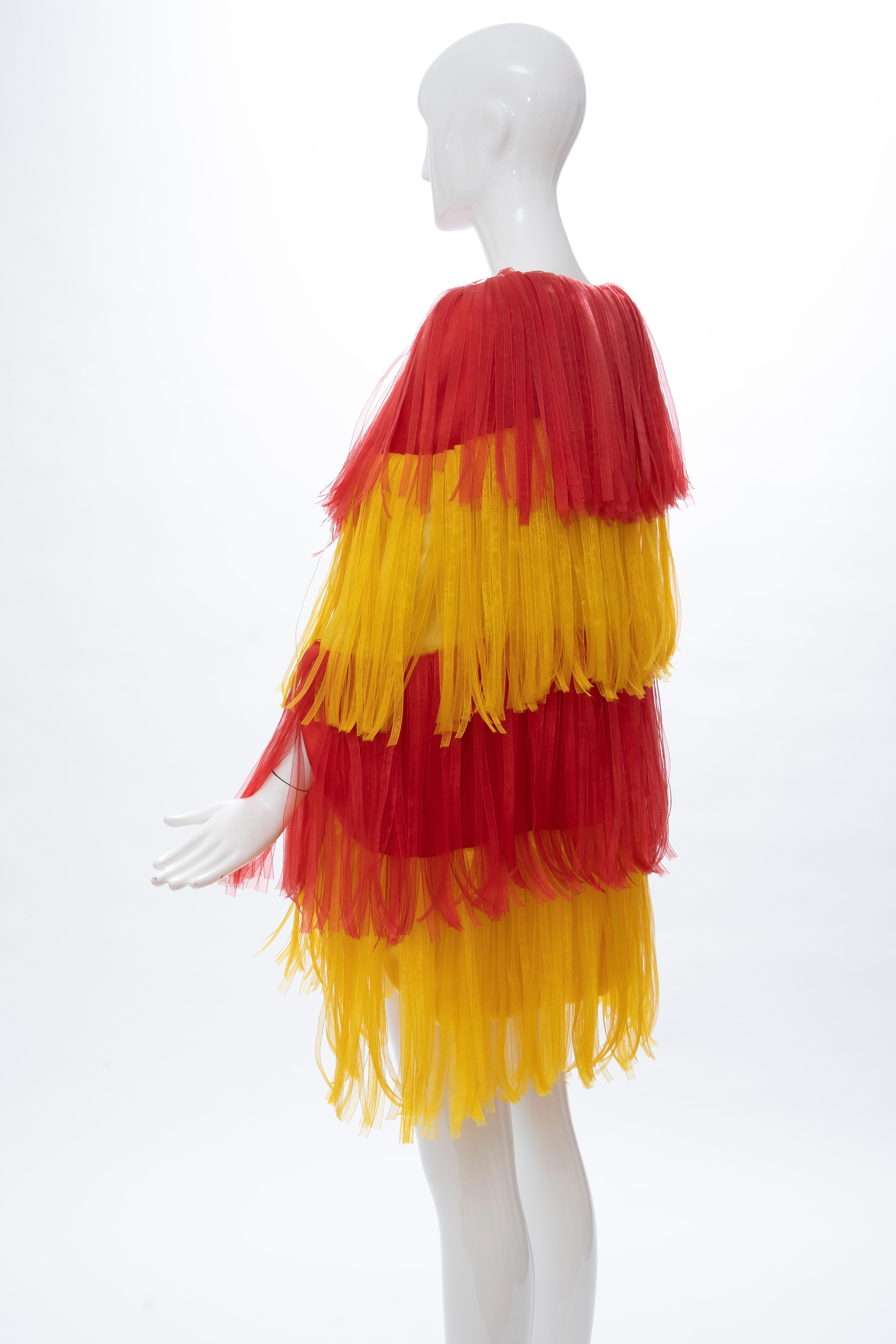 Moschino Couture Runway Silk Fringe Car Wash Evening Dress, Spring 2016 In Excellent Condition For Sale In Cincinnati, OH