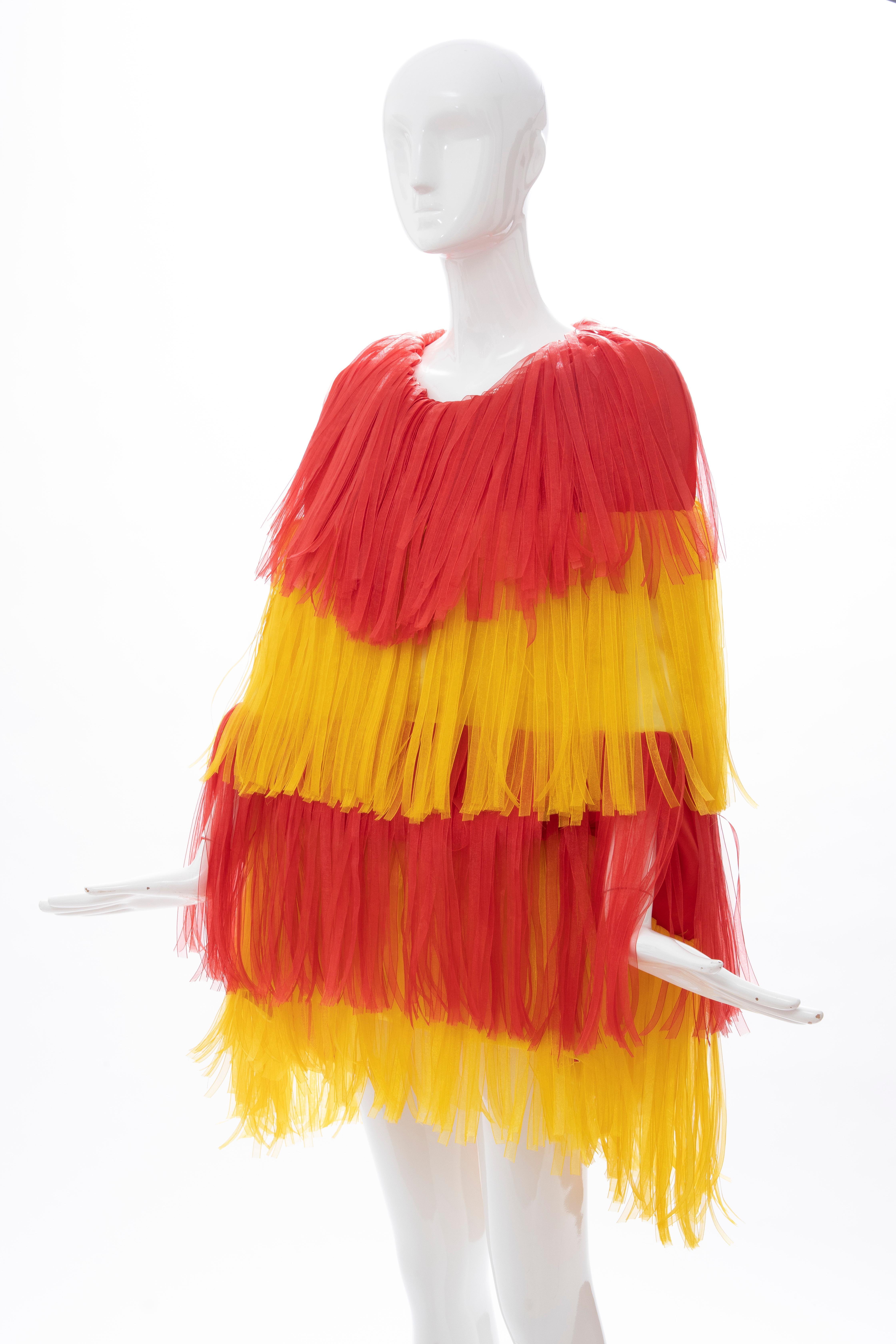 Moschino Couture Runway Silk Fringe Car Wash Evening Dress, Spring 2016 For Sale 1