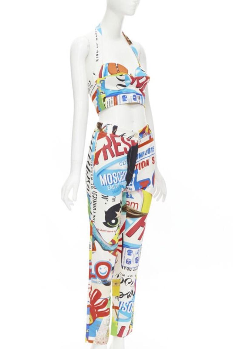 Gray MOSCHINO Couture! Runway Y2K Powerpuff girls pop bustier pants set IT38 XS