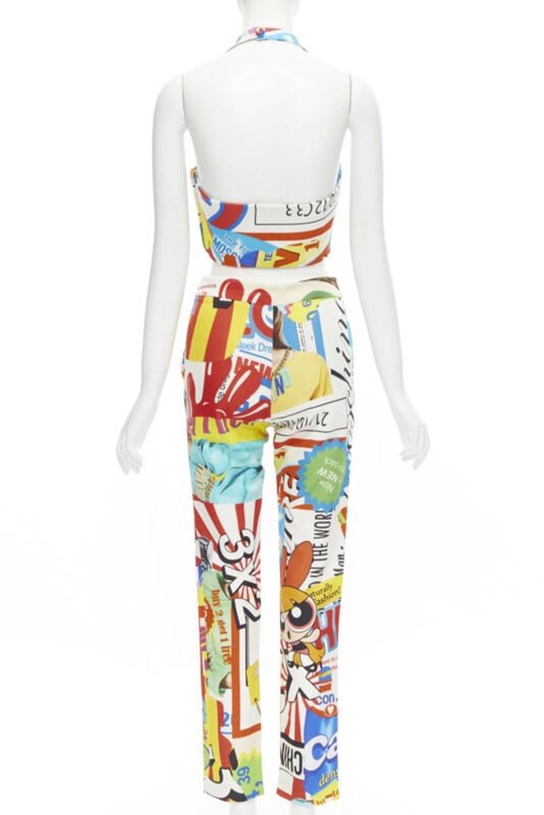 Women's MOSCHINO Couture! Runway Y2K Powerpuff girls pop bustier pants set IT38 XS